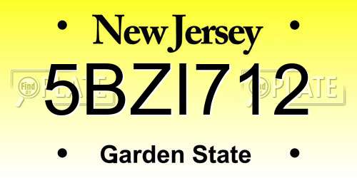 5BZI712 New Jersey License Plate