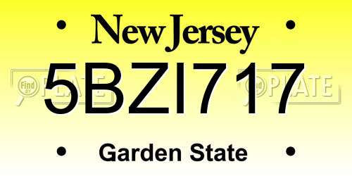 5BZI717 New Jersey License Plate