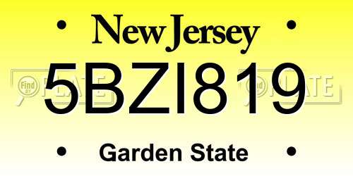 5BZI819 New Jersey License Plate