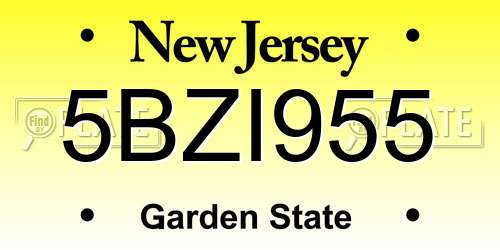 5BZI955 New Jersey License Plate
