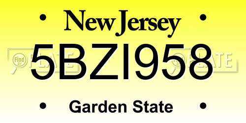 5BZI958 New Jersey License Plate