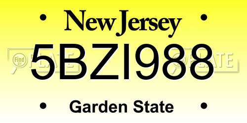 5BZI988 New Jersey License Plate
