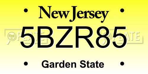 5BZR85 New Jersey License Plate
