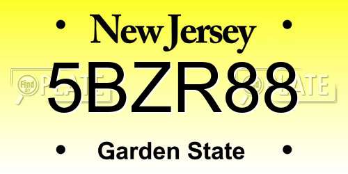 5BZR88 New Jersey License Plate