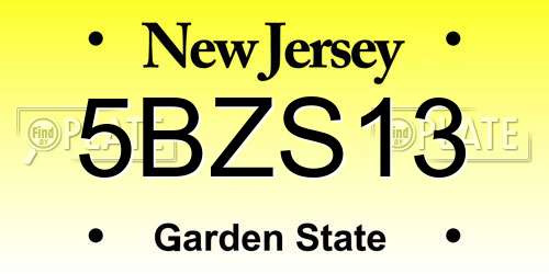 5BZS13 New Jersey License Plate