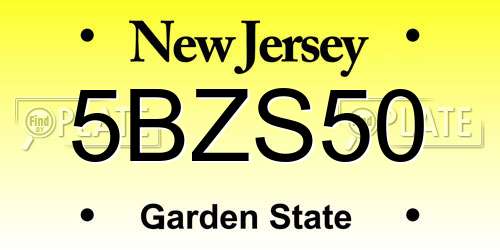 5BZS50 New Jersey License Plate