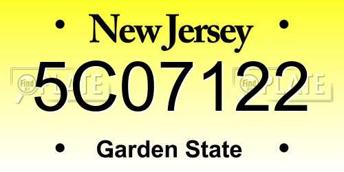 5C07122 New Jersey License Plate
