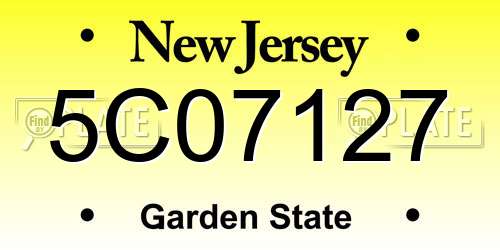 5C07127 New Jersey License Plate