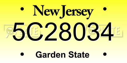 5C28034 New Jersey License Plate