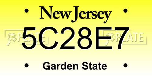 5C28E7 New Jersey License Plate