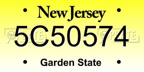 5C50574 New Jersey License Plate