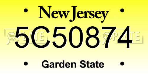 5C50874 New Jersey License Plate