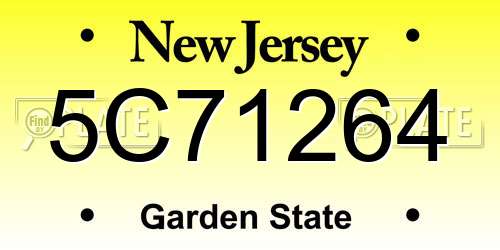 5C71264 New Jersey License Plate
