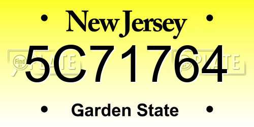 5C71764 New Jersey License Plate
