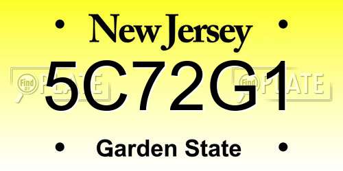 5C72G1 New Jersey License Plate