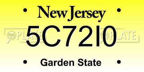 5C72I0 New Jersey License Plate