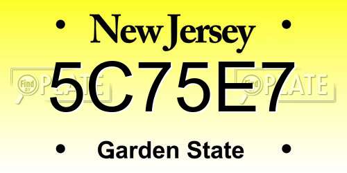 5C75E7 New Jersey License Plate