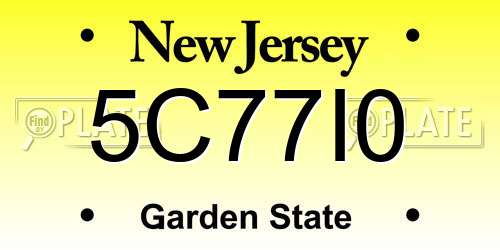 5C77I0 New Jersey License Plate