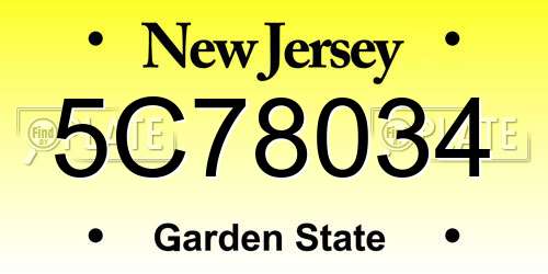 5C78034 New Jersey License Plate