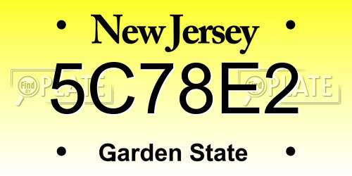 5C78E2 New Jersey License Plate