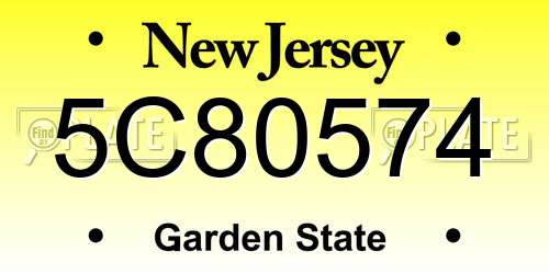 5C80574 New Jersey License Plate