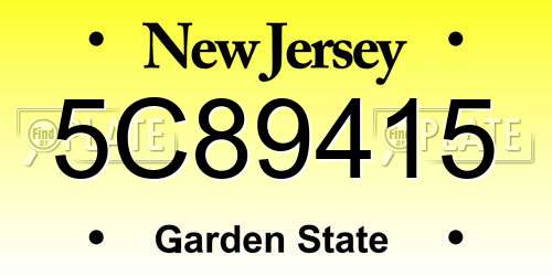 5C89415 New Jersey License Plate