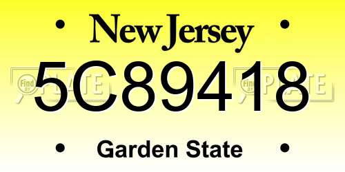 5C89418 New Jersey License Plate