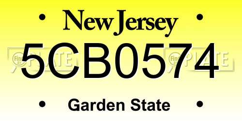 5CB0574 New Jersey License Plate