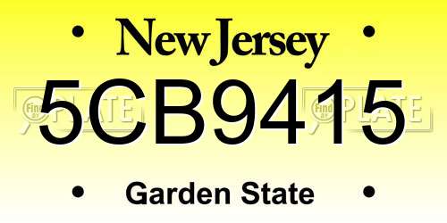 5CB9415 New Jersey License Plate
