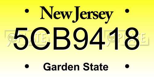 5CB9418 New Jersey License Plate