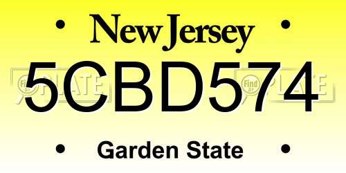 5CBD574 New Jersey License Plate