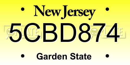 5CBD874 New Jersey License Plate
