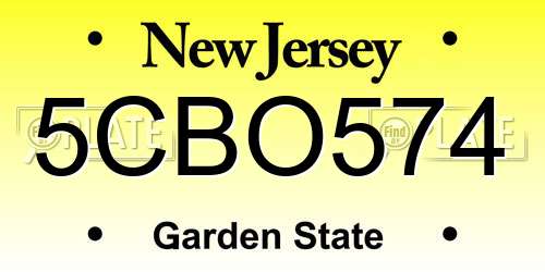 5CBO574 New Jersey License Plate