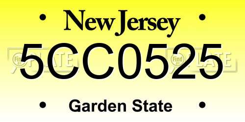 5CC0525 New Jersey License Plate
