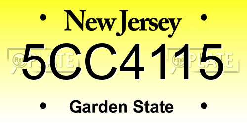 5CC4115 New Jersey License Plate