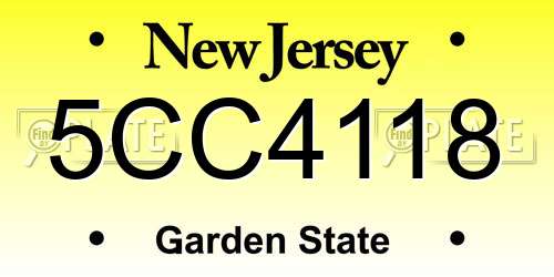5CC4118 New Jersey License Plate