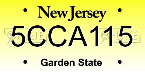 5CCA115 New Jersey License Plate