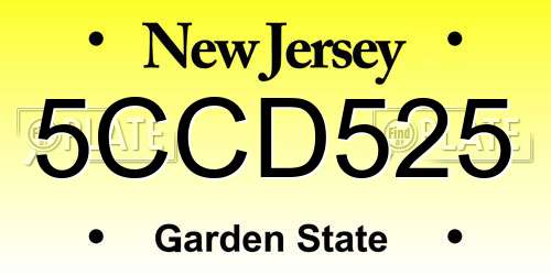 5CCD525 New Jersey License Plate