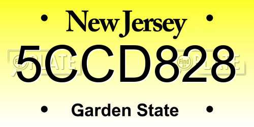 5CCD828 New Jersey License Plate