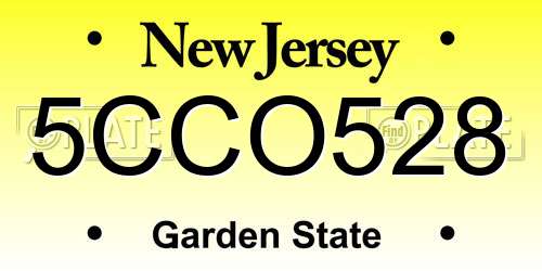 5CCO528 New Jersey License Plate