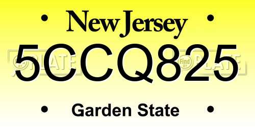 5CCQ825 New Jersey License Plate