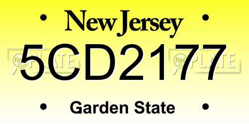 5CD2177 New Jersey License Plate