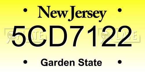 5CD7122 New Jersey License Plate