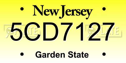 5CD7127 New Jersey License Plate