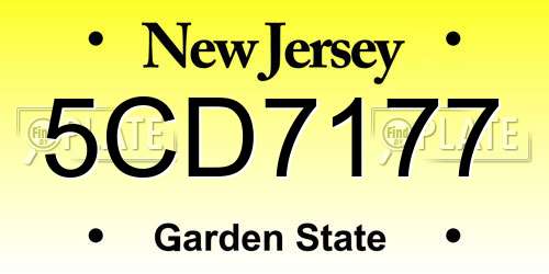 5CD7177 New Jersey License Plate