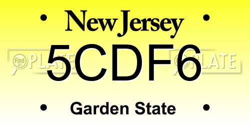 5CDF6 New Jersey License Plate
