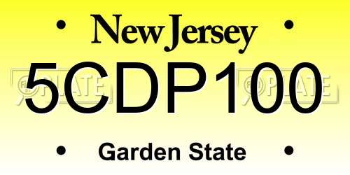 5CDP100 New Jersey License Plate