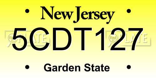 5CDT127 New Jersey License Plate
