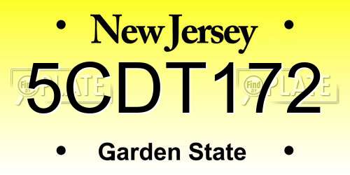 5CDT172 New Jersey License Plate