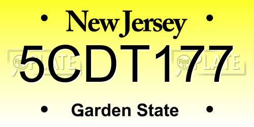 5CDT177 New Jersey License Plate